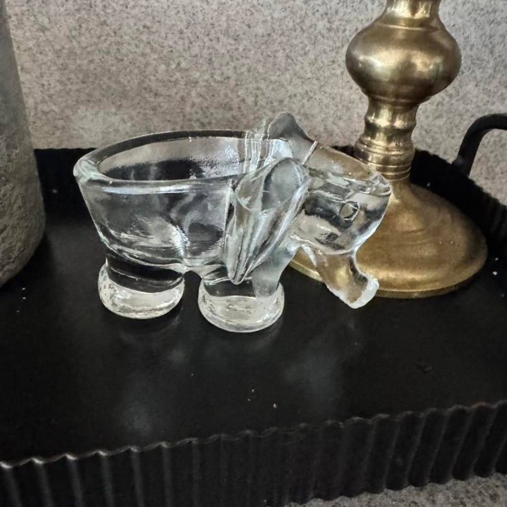 Vintage elephant match holder small glass trinket